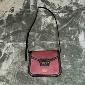 Guess Los Angeles Kaito Flap Crossbody Purse Women Wine Black Adjustable Strap